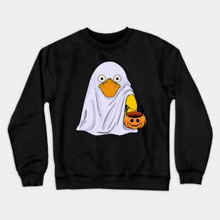 cute halloween ghost duck holding a pumpking Crewneck Sweatshirt